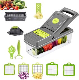 11 in1 Vegetable Chopper Cutter Chopper Multifunctional Veggie Chopper with Container, Onion Chopper, Chopper Vegetable Cutter - Grey