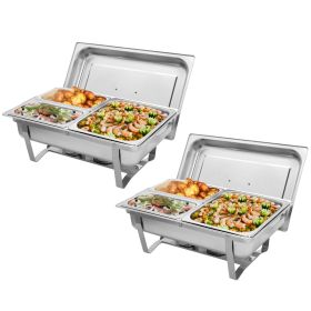 9L*2 Three Sets of Dishes 1*1/2 2*1/4 Stainless Steel Rectangular Buffet Stove