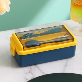 Plastic Lunch Box Microwavable Lunch Box Set Double Layer Divider With Cutlery (Option: )